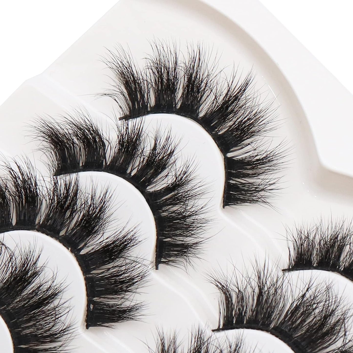 HSST False Eyelashes Wispy Faux Mink Lashes Fluffy Handmade Fake Eyelashes Natural Look 7 Pairs Pack Luxury Cat Eye Lashes