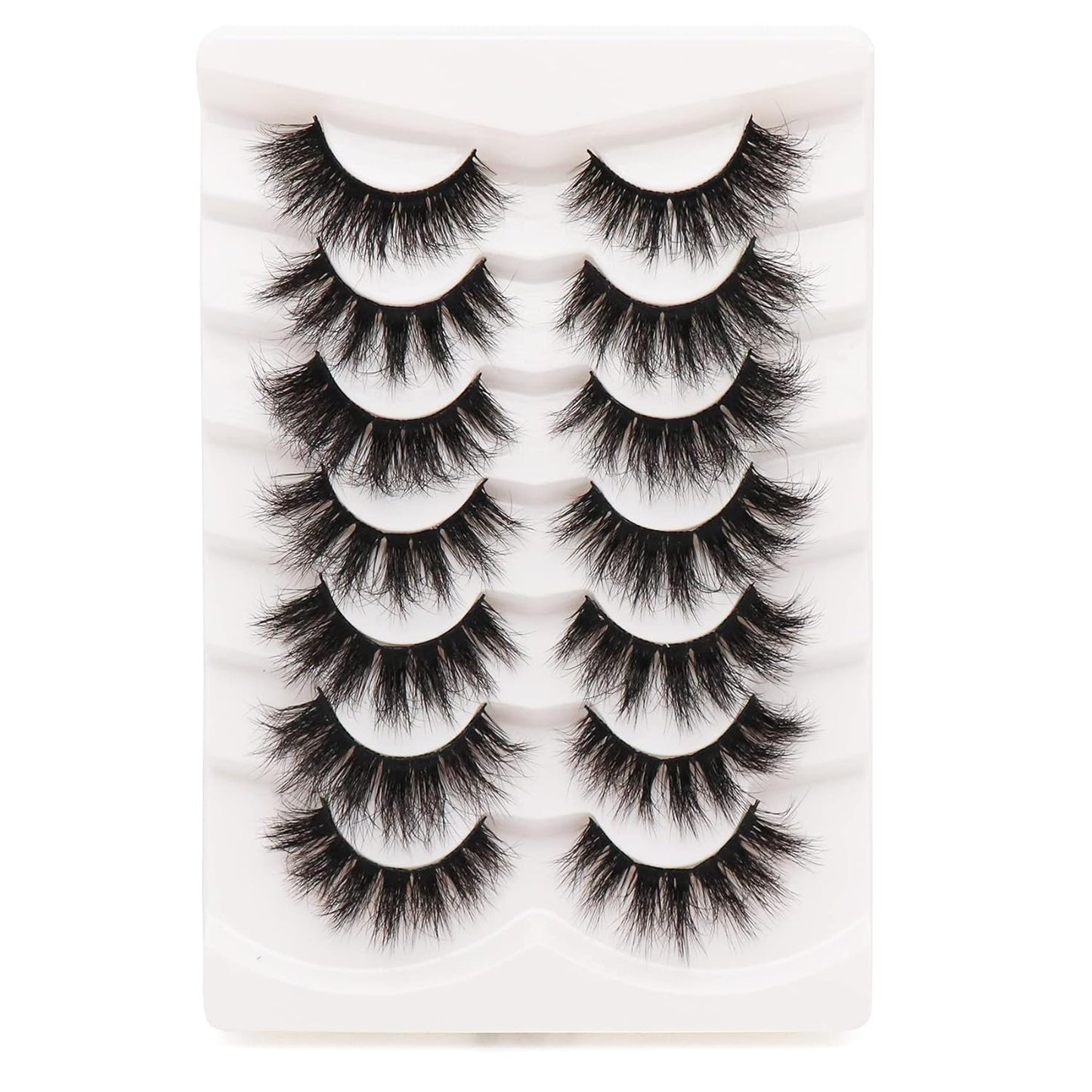 HSST False Eyelashes Wispy Faux Mink Lashes Fluffy Handmade Fake Eyelashes Natural Look 7 Pairs Pack Luxury Cat Eye Lashes